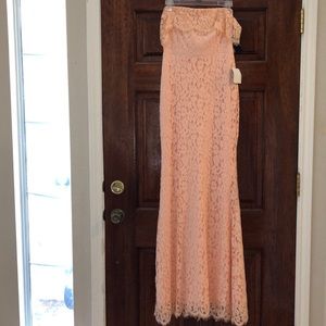 Lulus Strapless lace gown - peach